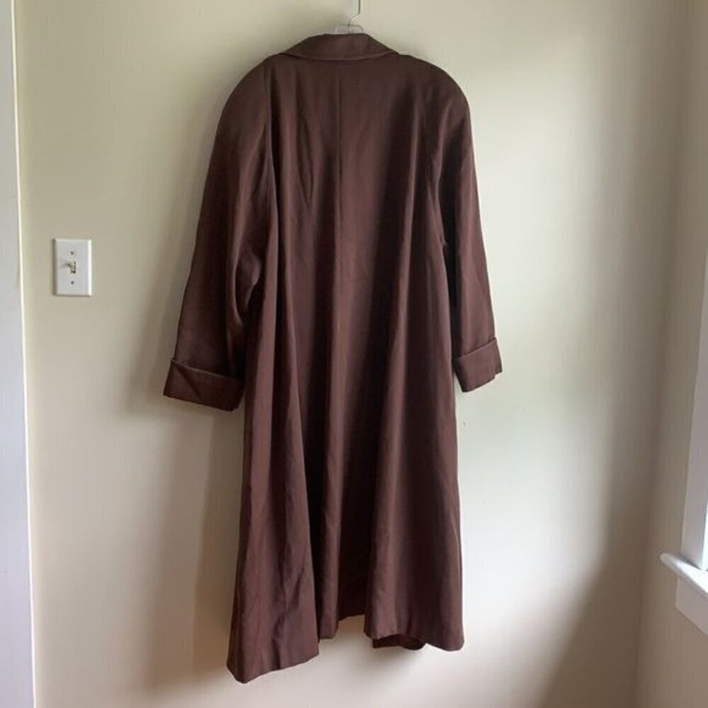 Searle Brown Maxi Trench Coat Size 14 Minimalist A-Line Duster - Picture 4 of 12